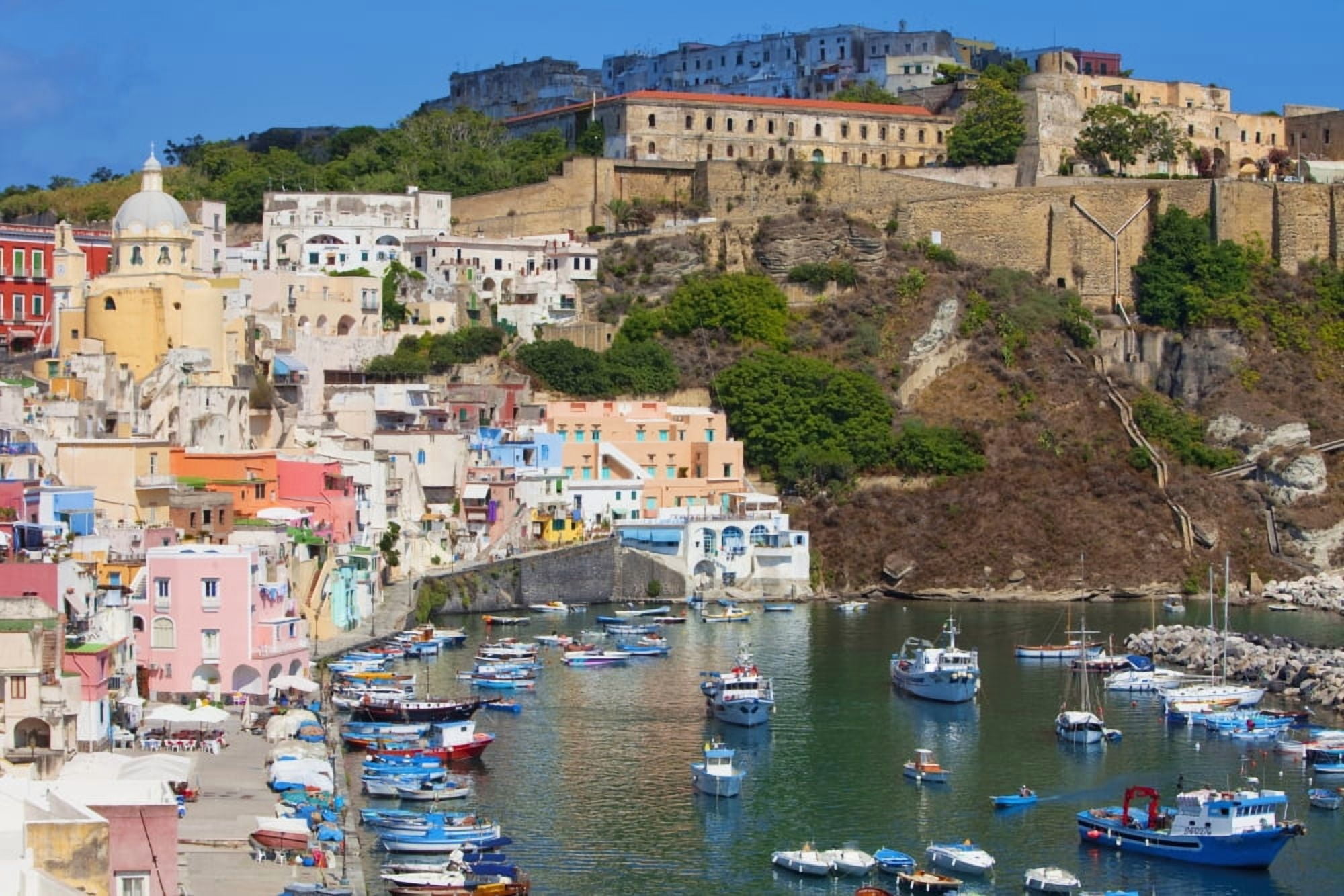 Marina Corricella Procida Island Bay of Naples Campania Italy Canvas Art - Panoramic Images (36 x 12)
