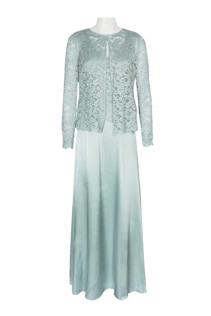Marina Crew Neck Sleeveless Embroidered Top Zipper Back Solid Satin Dress  with Jacket 2 Piece Set-MAUVE / 4 - Walmart.com