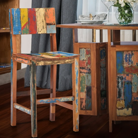 Marina Del Rey Barstool Chair made from Recycled Teak Wood Boats