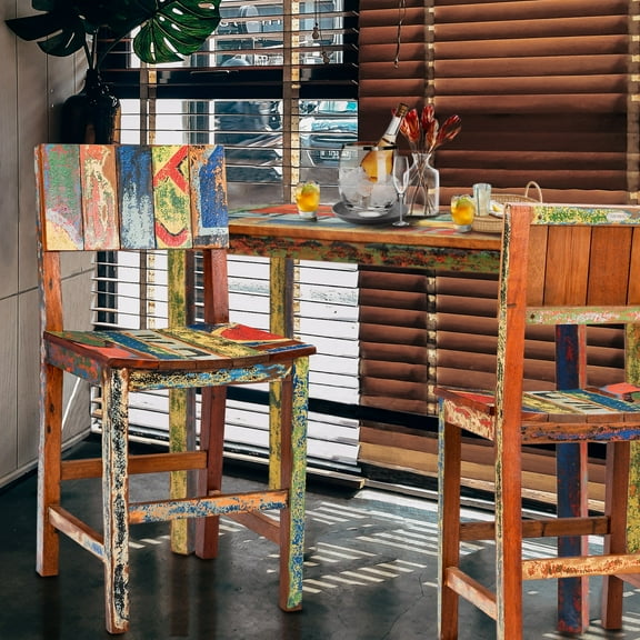 Marina Del Rey Counter Stool Chair made from Recycled Teak Wood Boats