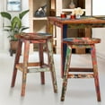 thumbnail image 1 of Marina Del Rey Round Counter Stool Made from Recycled Teak Wood Boats, 1 of 1