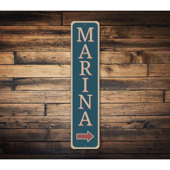 Marina Directional Sign Custom Sign Boat Dock Sign Marina Decor Harbor Sign Home Decor Boat Rides Sign - Vertical Metal Aluminum Sign - Size: 16 x 4 Inches
