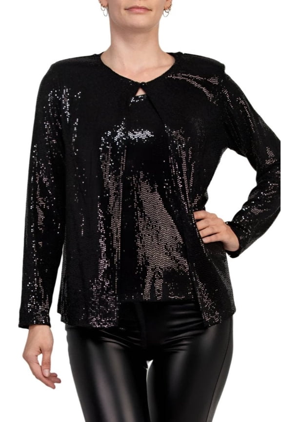 Disco Dot Twin Blouse Set Color: BLACK, Size: M