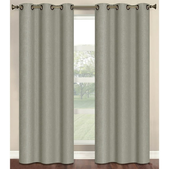 Marina Faux Linen Room Darkening 76" x 84" Grommet Curtain Panel Pair