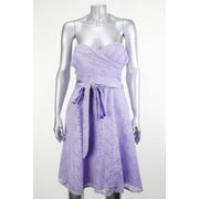 Marina Lavender Strapless Tie-Belt Lace Cocktail A-Line Dress 14
