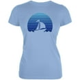 thumbnail image 1 of Marina Ocean Sail Boat Silhouette Retro Sunset Blue Juniors Soft T Shirt Light Blue 2XL, 1 of 1