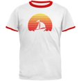 thumbnail image 1 of Marina Ocean Sail Boat Silhouette Retro Sunset Mens Ringer T Shirt White-Red X-LG, 1 of 1