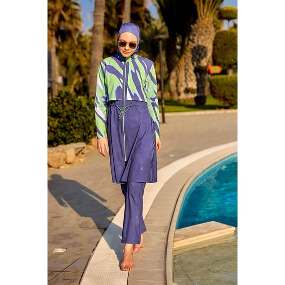 Marina Purple Full-Coverage Modest Swimsuit – M2509