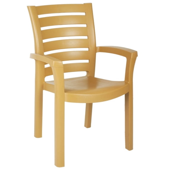 Marina Resin Dining Arm Chair Teak Brown
