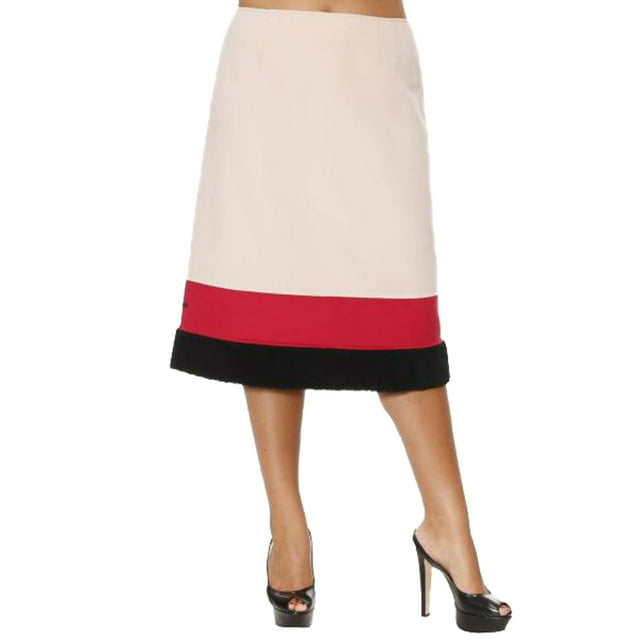 Marina Rinaldi Women's Collier Virgin Wool Skirt, Beige, 12W/21