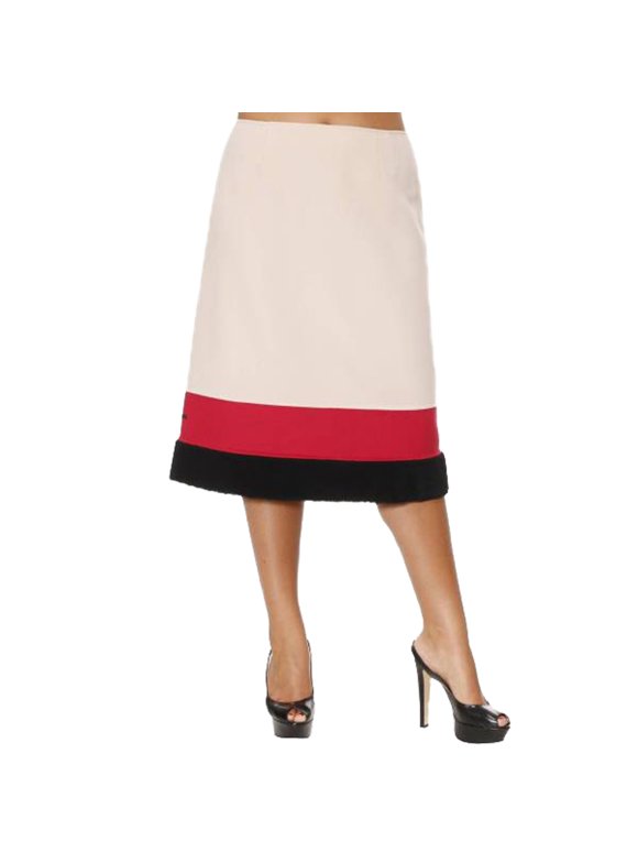 Marina Rinaldi Women's Collier Virgin Wool Skirt, Beige, 12W/21