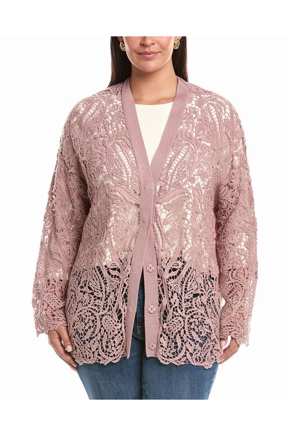 womens  Plus Fonte Wool-Blend Cardigan, XL