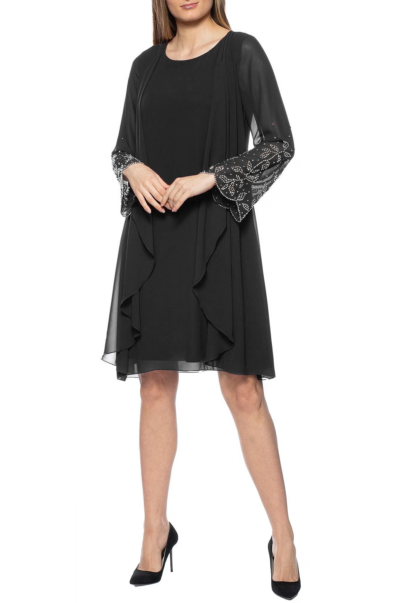 white christmas dresses Ever-Pretty Rhinestone Embellished Chiffon Formal Evening Dress with Lantern Sleeves