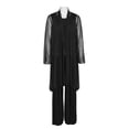 thumbnail image 1 of Marina Scoop Neck Sleeveless Embellished Scalloped Hem Mock 2 Piece Jumpsuit with Long Sleeve Embellished Long Bodied Jacket-BLACK / 4, 1 of 6