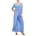 thumbnail image 1 of Marina V Neck Long Beaded Sleeves Back Zipper Knot Twist Jersey Jumpsuit, 1 of 4