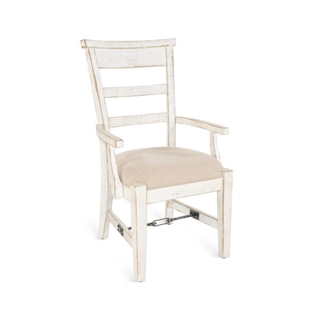 Marina White Sand Arm Chair with Cushion Seat (Set of 2)