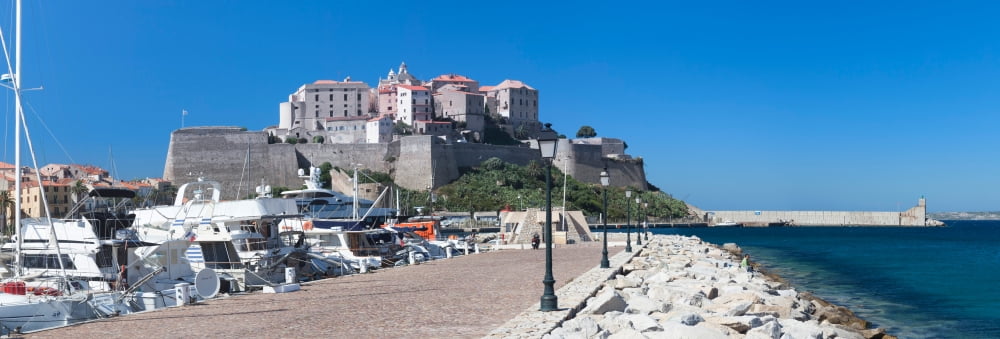 Marina and citadel Calvi Haute-Corse Corsica France Canvas Art - Panoramic Images (27 x 9)