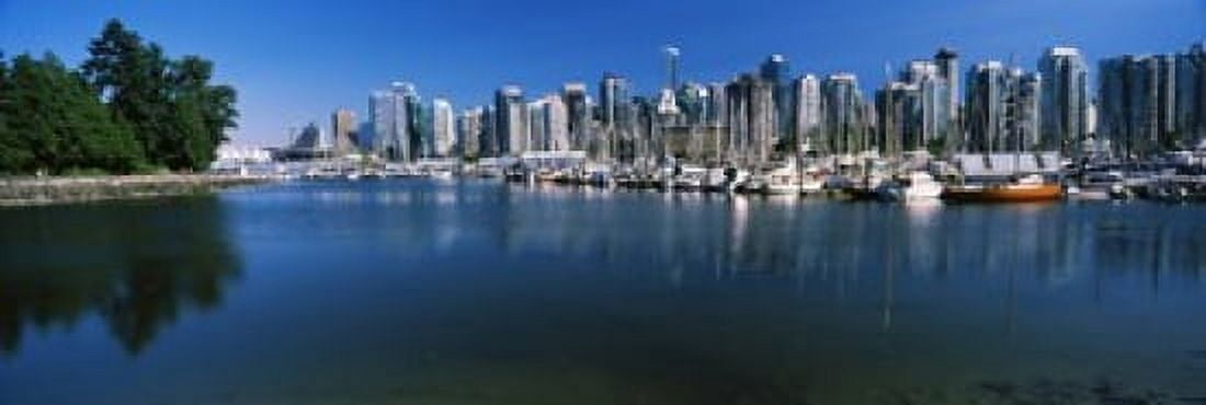 Marina with city at waterfront Vancouver British Columbia Canada 2013 Canvas Art - Panoramic Images (18 x 6)