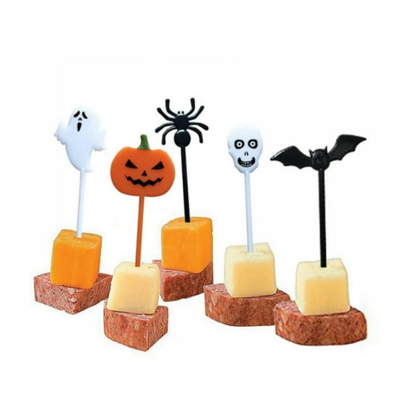 MarinaVida 10 Pieces Halloween Plastic Picks Funny Plastic Picks for Cupcake Food Cupcake Toppers Decorations Halloween Food Toothpick for Halloween Party Dessert Decors