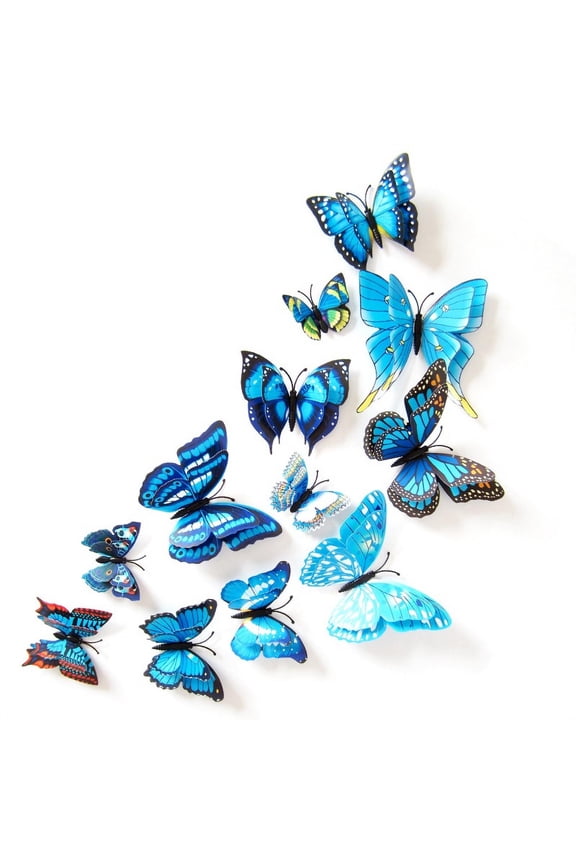 12pcs Magnet Butterfly Refrigerator Sticker Removable 3D Wall Sticker Home Decor