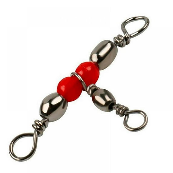 MarinaVida 20pcs 3 Way Barrel Fishing Swivels Kit–Cross-line Fishing Swivel Crimp Swivel Tackle Connector
