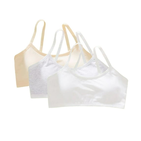 MarinaVida 3Pcs Girls' Spaghetti Strap Sports Bra Cotton Bralette Seamless Bras