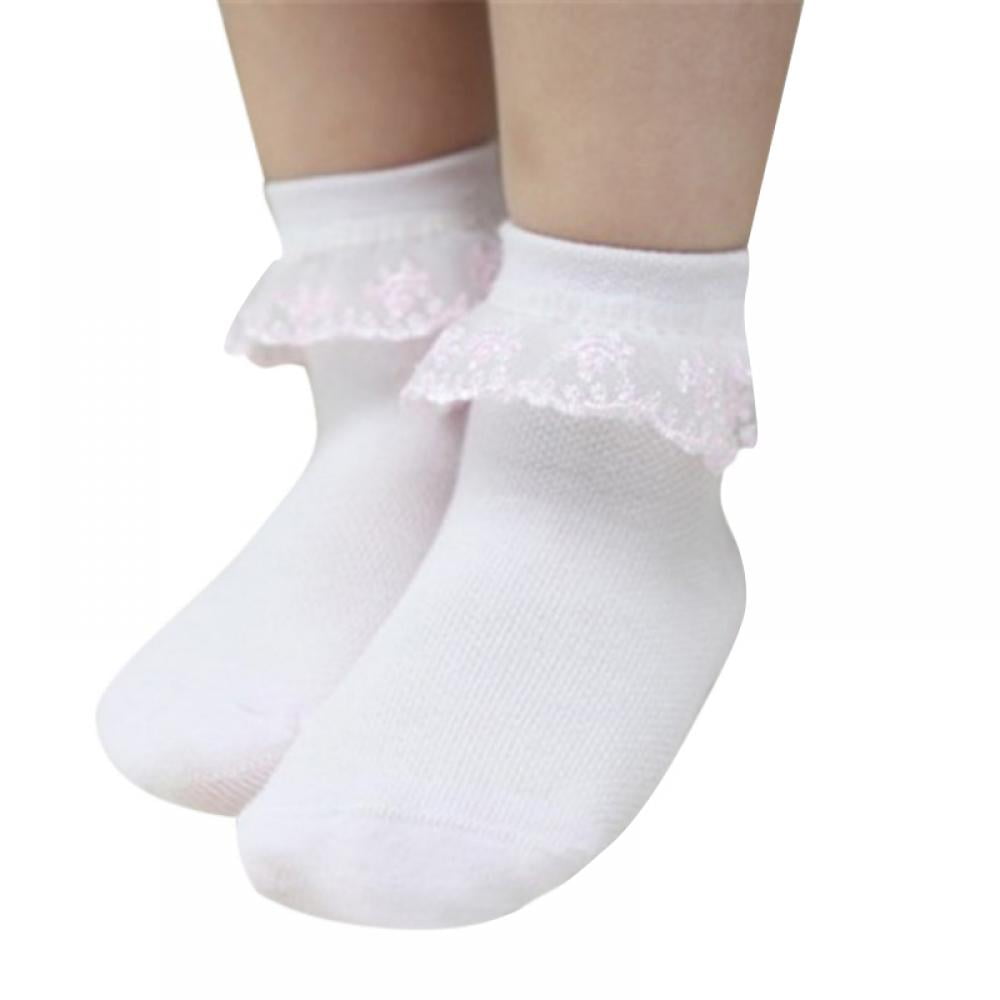9 Pairs Baby Girl Lace Socks - Ruffle Bow Socks With Eyelet Lace Cuff, Princess Frilly Dress Socks For Newborn, Infant, Toddler (Multicolor)
