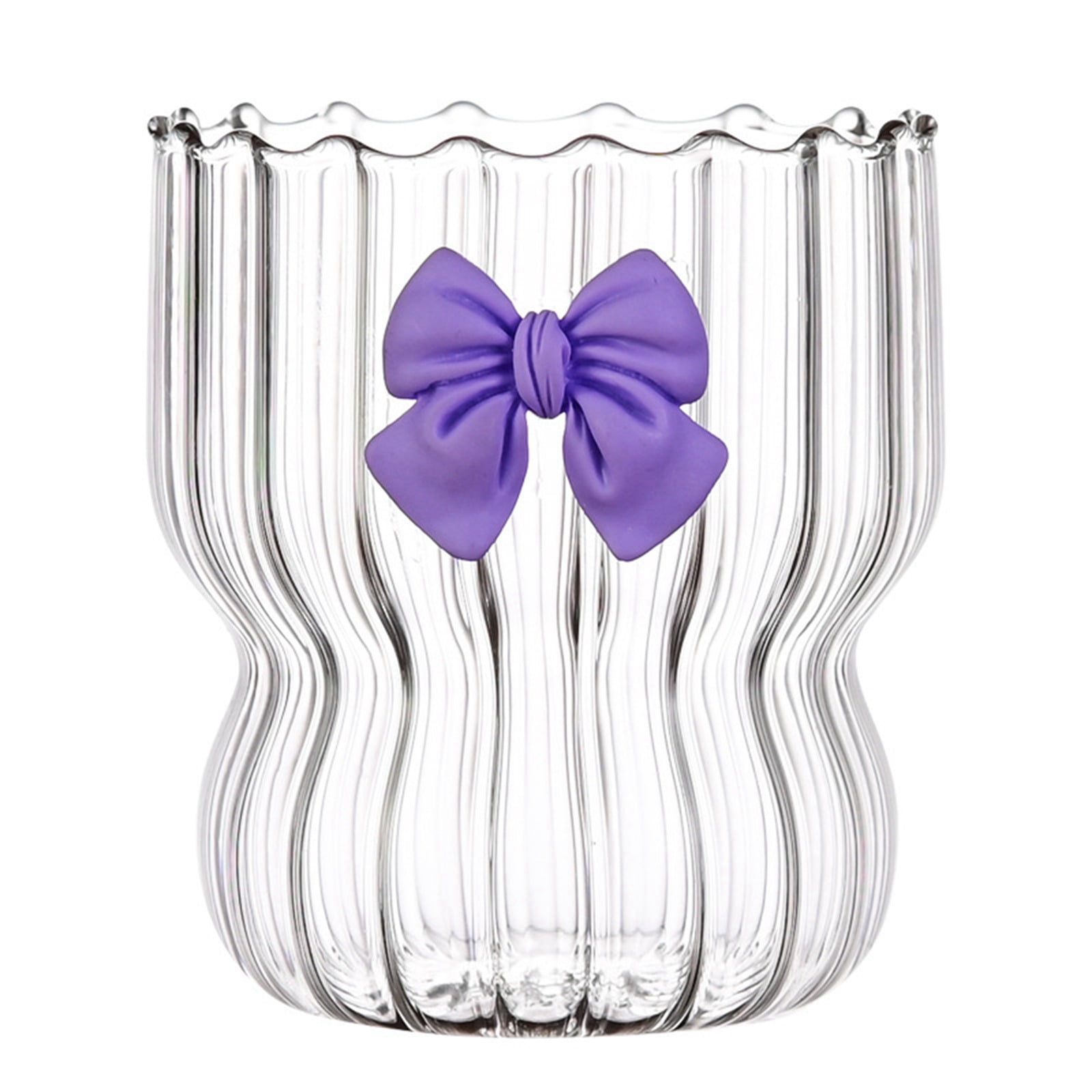 MarinaVida Bow-knot Ripple Drinking Glasses, Vintage Striped Glass Cups ...