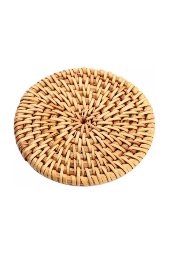 Braided Coasters for Drinks, Absorbent Cup Coasters, Natural Weave Coaster Round Rattan Tablemats Pads for Dining Table Desk Protection