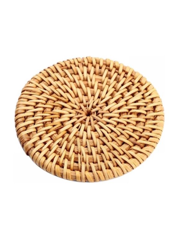 Braided Coasters for Drinks, Absorbent Cup Coasters, Natural Weave Coaster Round Rattan Tablemats Pads for Dining Table Desk Protection