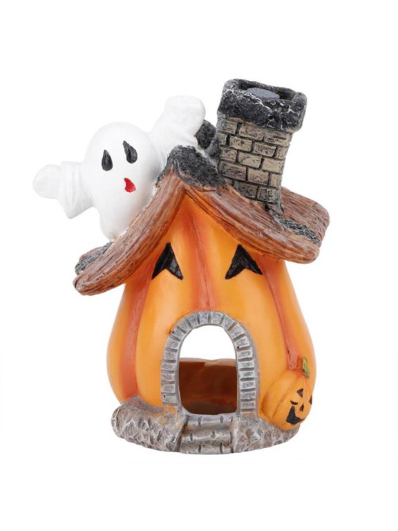 Exquisite Fish Hideout Halloween Pumpkin Aquarium Ornaments Ghost House, Fish Tank Air Bubbler Halloween Underwater Cave Decorations