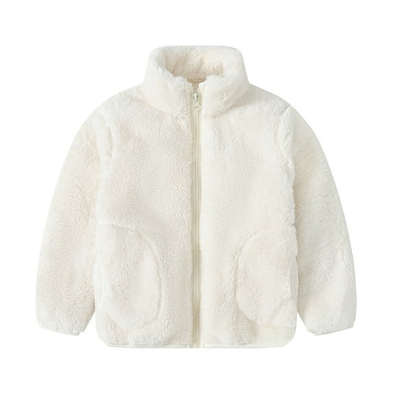 Ardorlove Kid Boy and Girl's Faux-Fur Winter Coats Fleece Warm Stand Collar Zip Jacket with Pockets