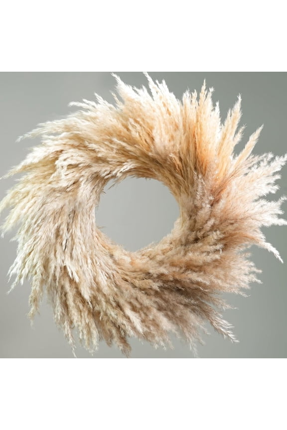 Natural Pampas Grass Wreath, Fall Pampas Grass Wreath for Front Door, Boho Rustic Farmhouse Wall Decor for DIY Wedding Harvest Thanksgiving Christmas Home Decoration