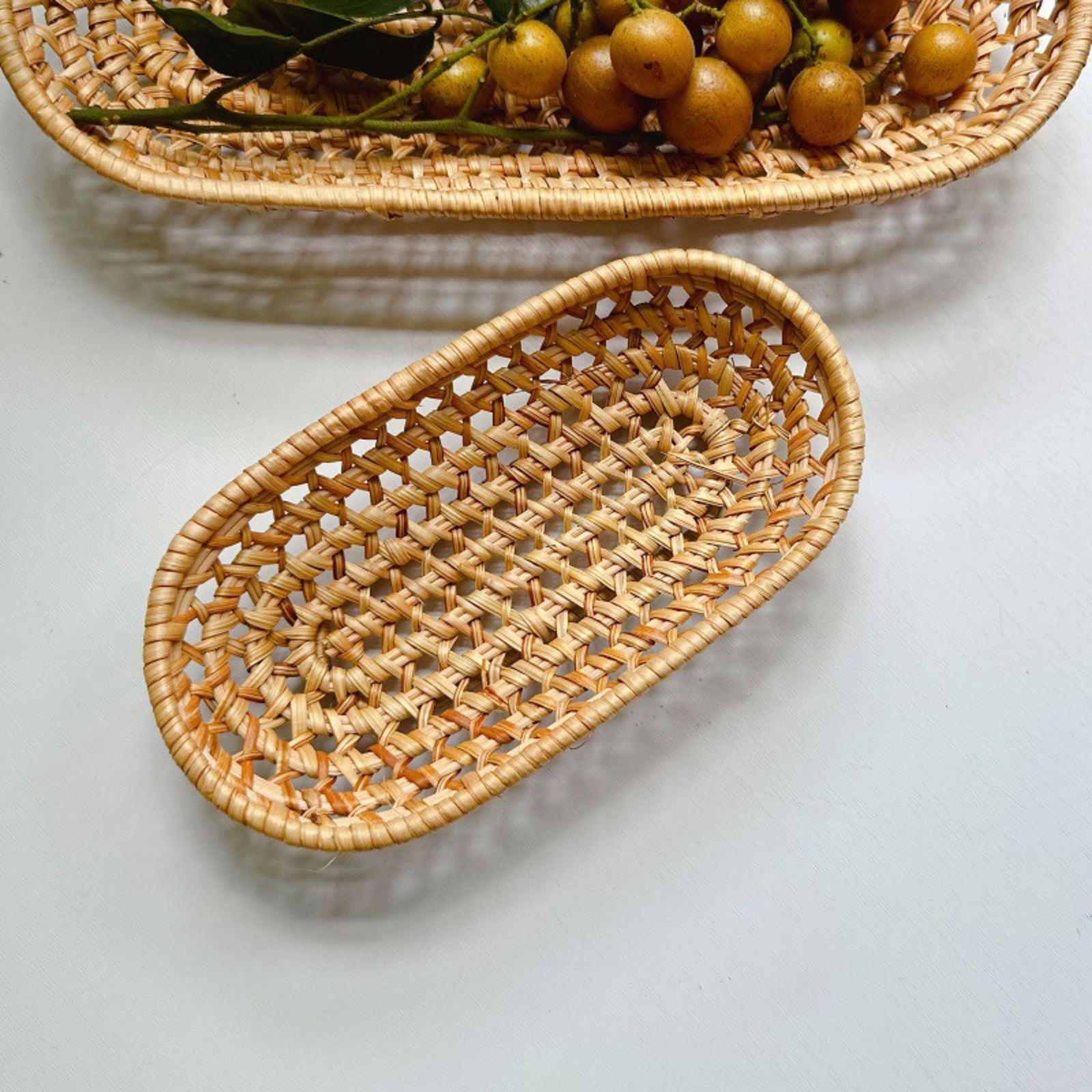 MarinaVida Oval Rattan Bread Basket, Handmade Wicker Woven Baskets ...