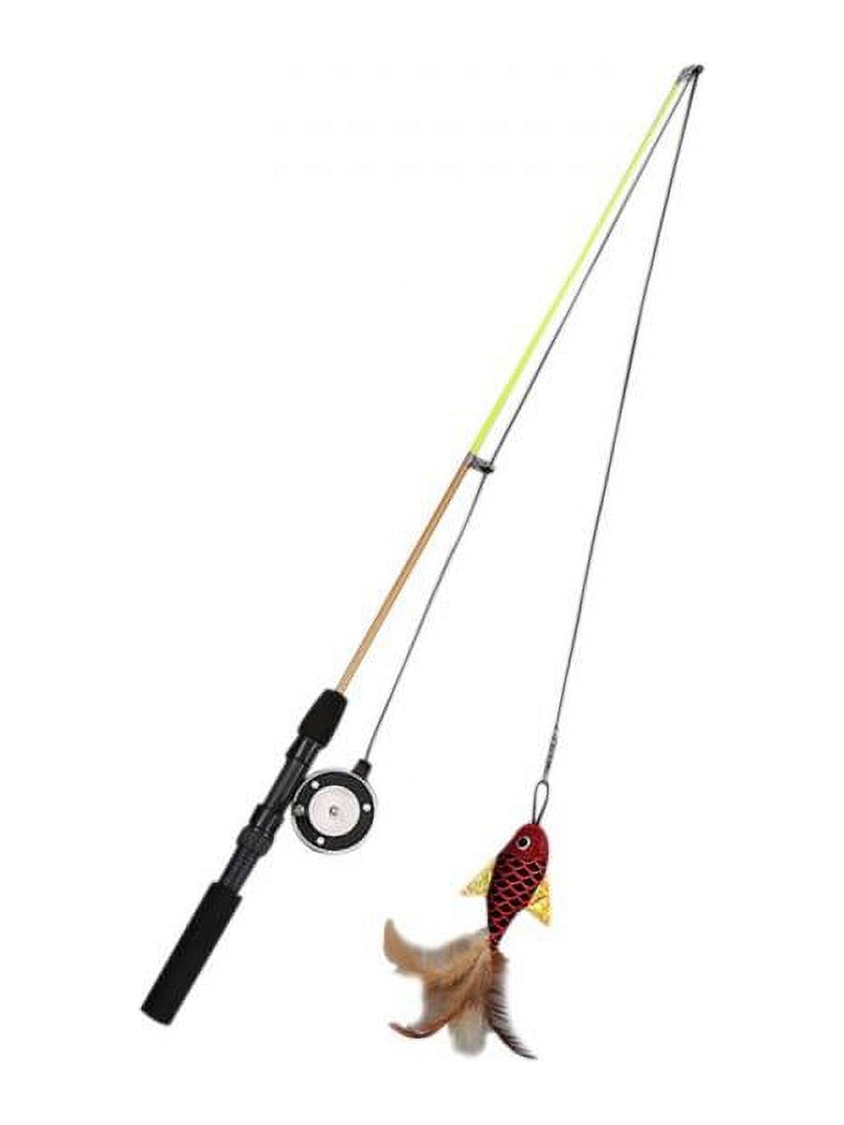 MarinaVida Retractable Pet Toy Cat Teaser Wand Simulation Fishing Pole  Stick Fish Toy