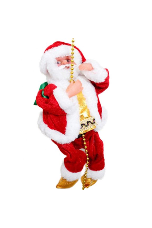 Climbing Santa Claus Christmas Ornament Decoration Gift Battery Operated Toy with Light Music and Sound