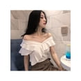 thumbnail image 1 of MarinaVida Sexy Women Elastic One Shoulder Crop Tops Shirt Casual Slim Tops Blouse Clubwear, 1 of 4