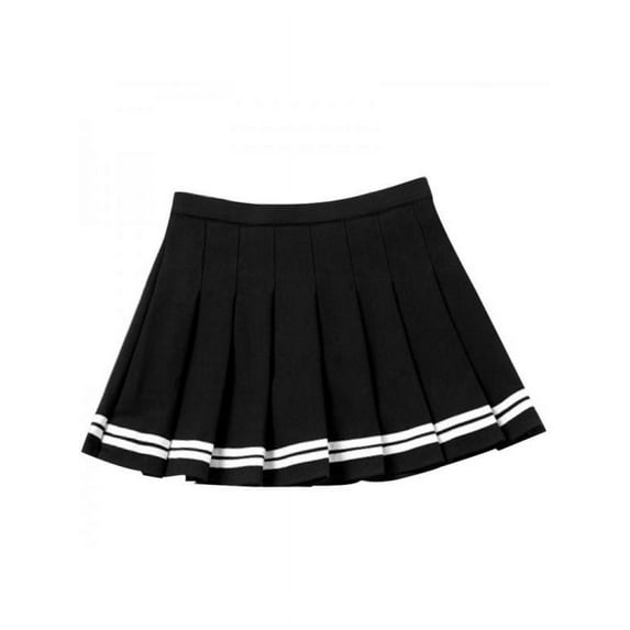 MarinaVida Women High Waist Plain Skater Flared Pleated Short Mini Skirt
