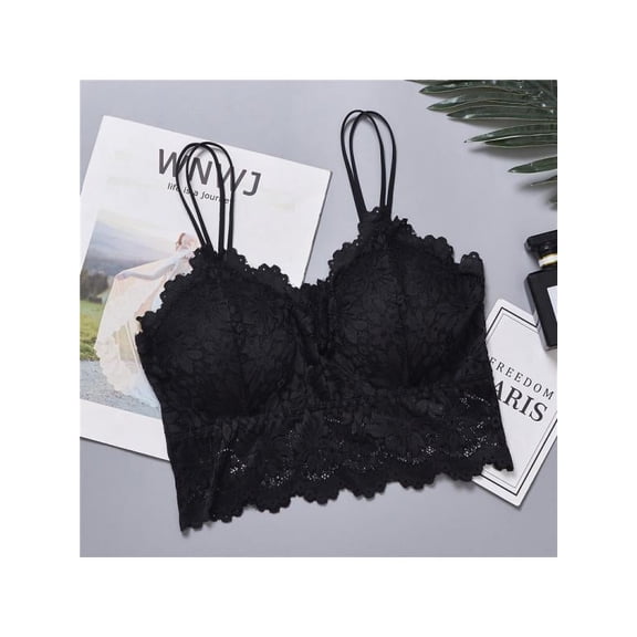 MarinaVida Women Lace Sexy Lingerie V Neck Crochet Bralette Bra Crop Top Bikini