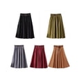 thumbnail image 1 of MarinaVida Women Ladies High Waist Long Skirt Stretch Plain Flared Pleated Long Maxi Skirt Dress, 1 of 2