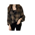 thumbnail image 1 of MarinaVida Women Long Sleeve Button Down Striped Turn Down Collar Loose Blouse, 1 of 5