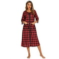 thumbnail image 1 of MarinaVida Women Robe Zipper Front House Coat 3/4 Sleeve Nightgown Full Length Ladies Lounge Dress with Pockets, 1 of 5