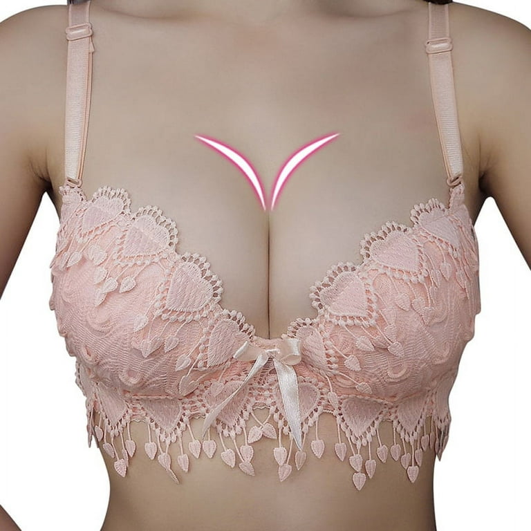 MarinaVida Women's Sexy Deep V Lace Push Up Bra & Panty Lingerie Set 