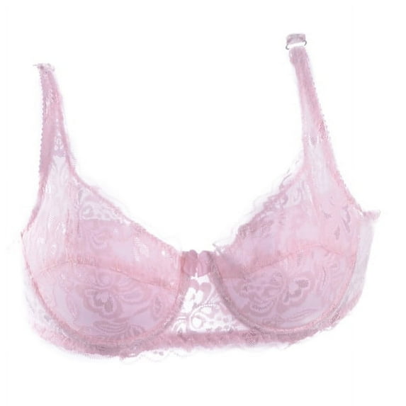 MarinaVida Women's Sheer Lace Push Up Bra Underwear Deep V Brassiere Lingerie