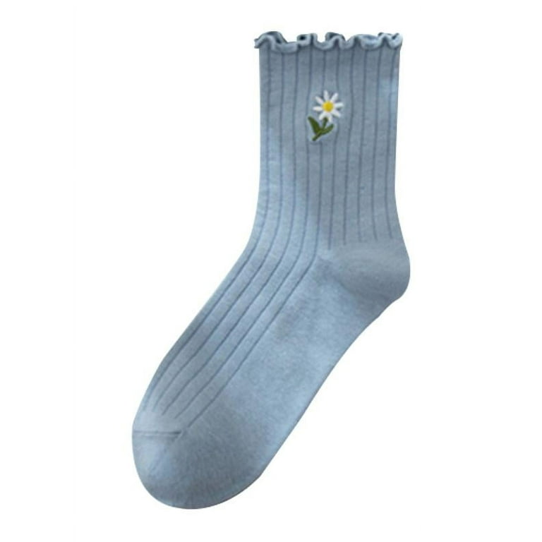 MarinaVida Womens Slouch Socks Boot Socks Ruffle Sock Cotton Daisy Socks