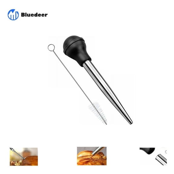 Marinade Injector, Stainless Steel Turkey Baster Set with Easy to Clean Design, Food-Grade Material for Health-Conscious Chefs, Heavy Duty for Frequent Use (Black)