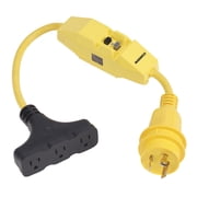 Marinco 199128 - 30A 125V Male To 3-Way 15A 125V Female with GFCI Pigtail Adapter