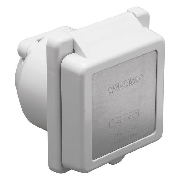Marinco 301EL-B - Square 30A 125V White Inlet