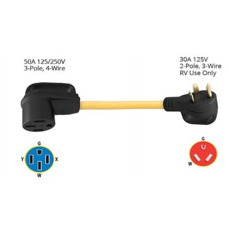 Marinco 3050RVDA Weekender 30 Amp Male to 50 Amp Female Dogbone Adapter