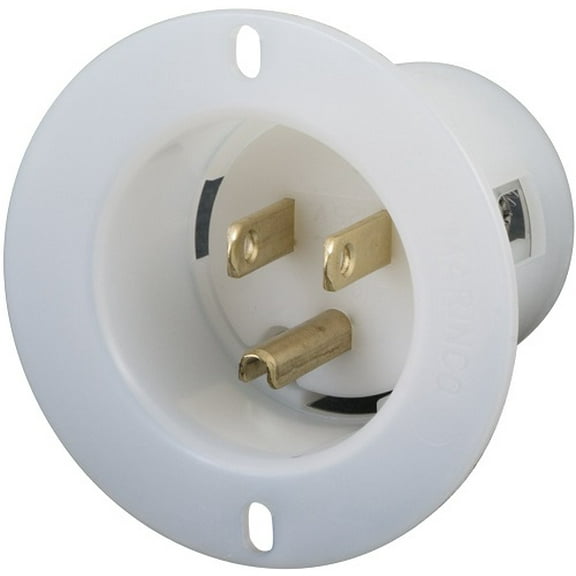 Marinco 5278 15 Amp 125 Volt, 2 Pole-3 Wire, Straight Blade, Flanged Inlet